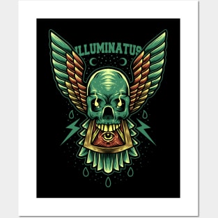 illuminati skull Posters and Art